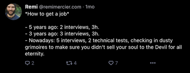 a screenshot of a joke I made about how ridiculously long hiring processes are