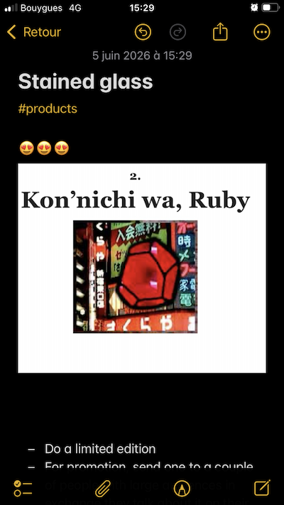 a screenshot of my notes app with an image of a ruby